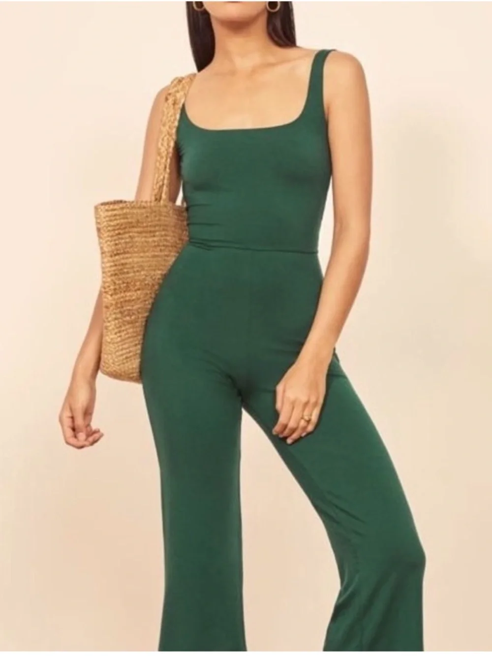 Reformation Rylee Jumpsuit‎ XS Green Low Back Sleeveless Wide Leg Romper